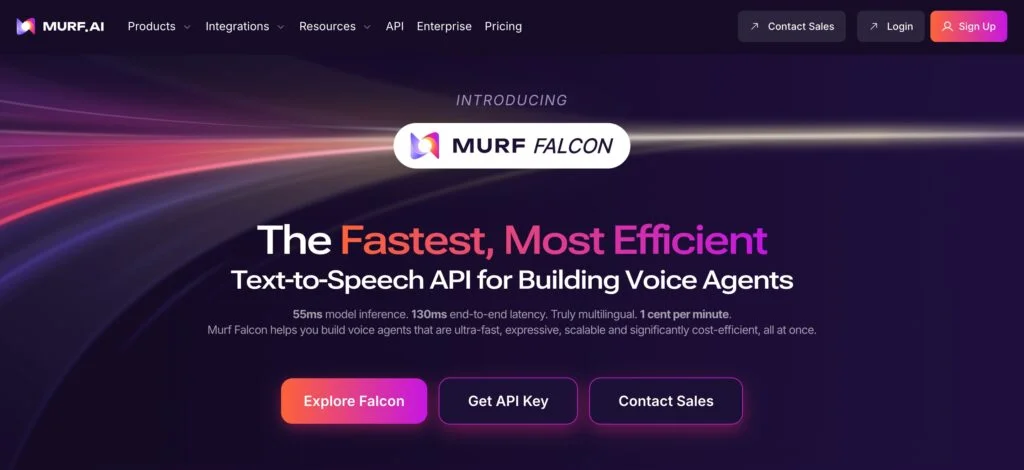 Murf AI homepage showing the voice generation platform