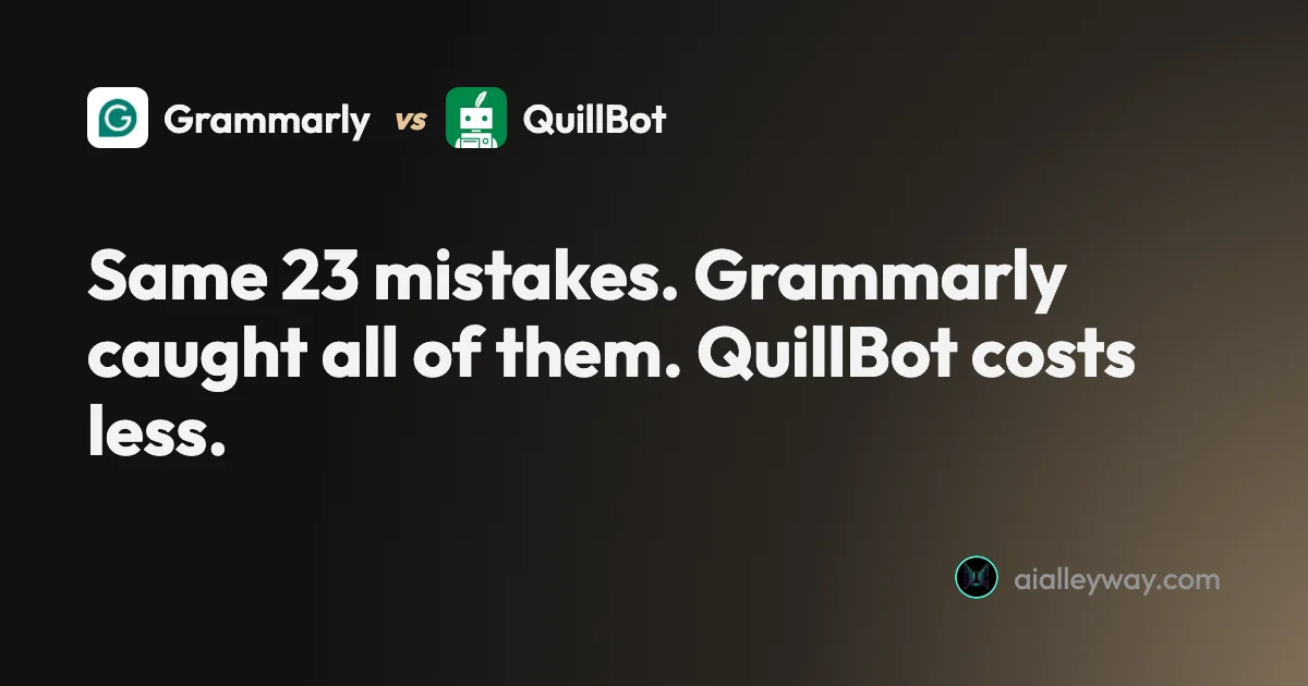 Comparison: Grammarly vs QuillBot: one caught 23 of 23 errors, one costs less