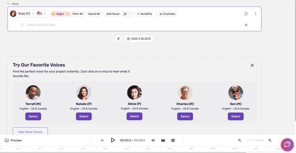 Murf.ai voice generation interface as alternative to ElevenLabs